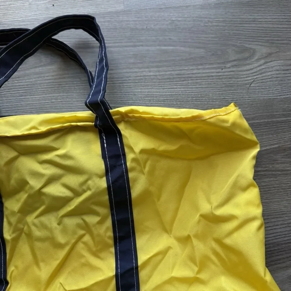 Vintage LL Bean Boat And Tote Bag Large Yellow Blue Nylon 80s 90s Rare